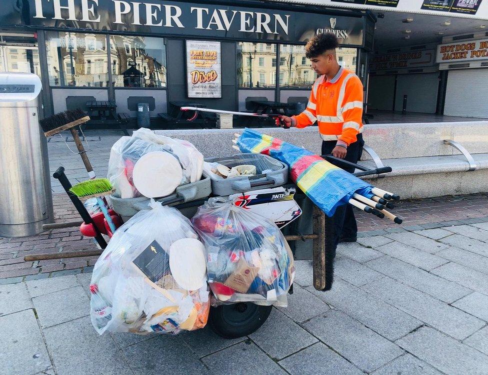 Litter collected on Great Yarmouth beach