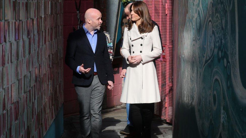 Catherine, Duchess of Cambridge views artwork on Dublin's Love Lane