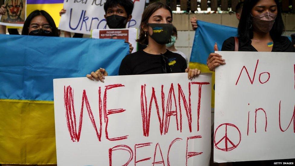 A photo of protesters together in Bangkok