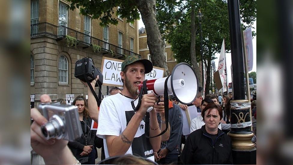 Brent at a protest