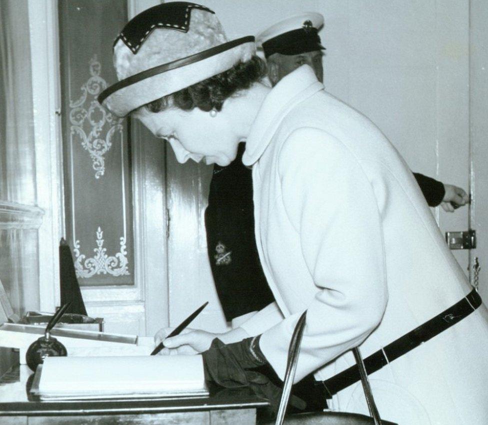 The Queen visiting The Royal Philatelic Society London in 1969