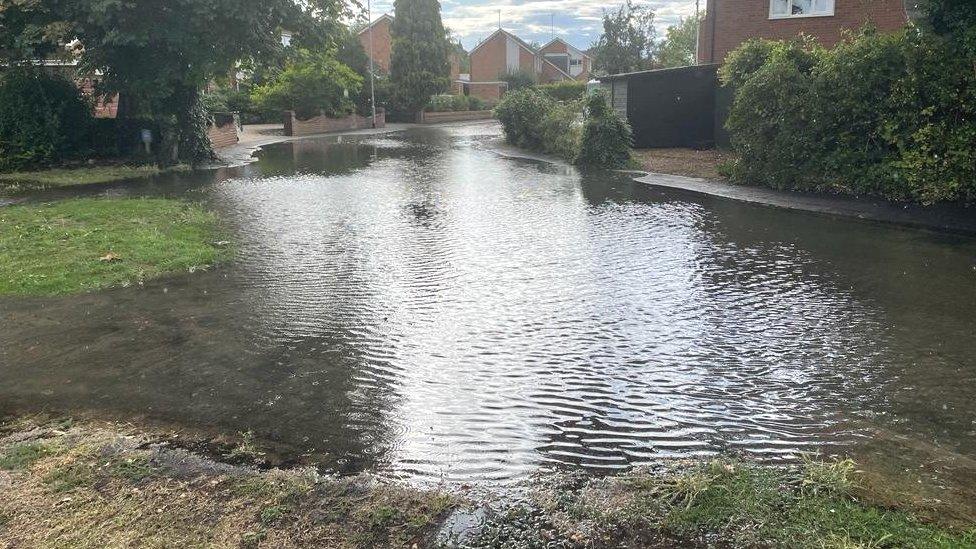 Flooded road in Milton