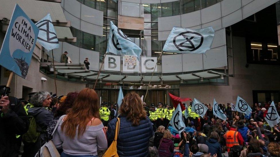 Protesters at the BBC