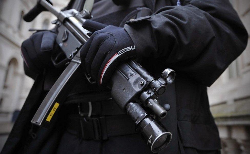 Armed police outside Downing Street