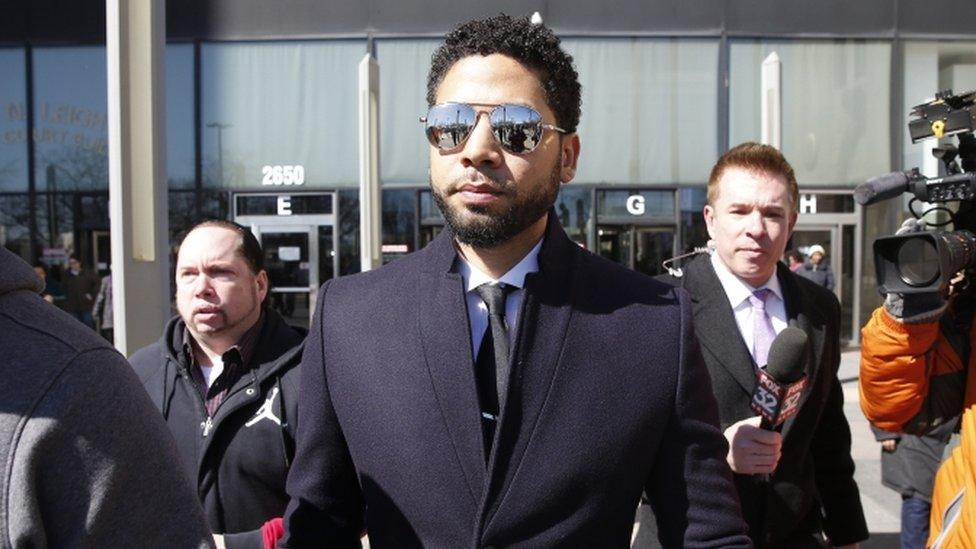 Jussie Smollet leaves the courthouse