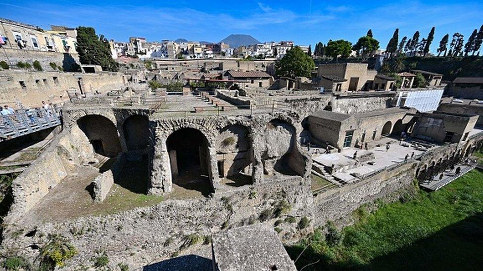 A general view shows the archaeological site of Herculaneum in Ercolano, near Naples