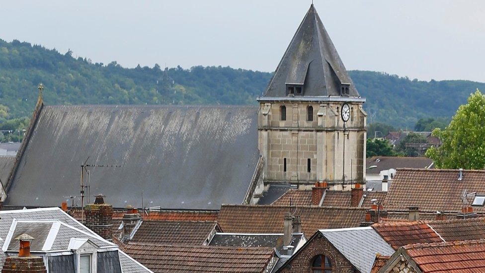 General view of the church in St-Etienne-du-Rouvray on 26 July 2016