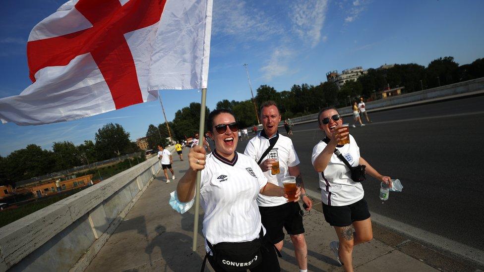 England fans in Rome before the match