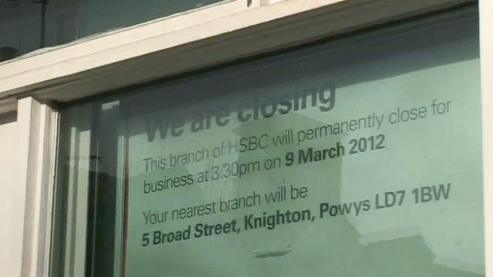 Closure notice at HSBC in Presteigne