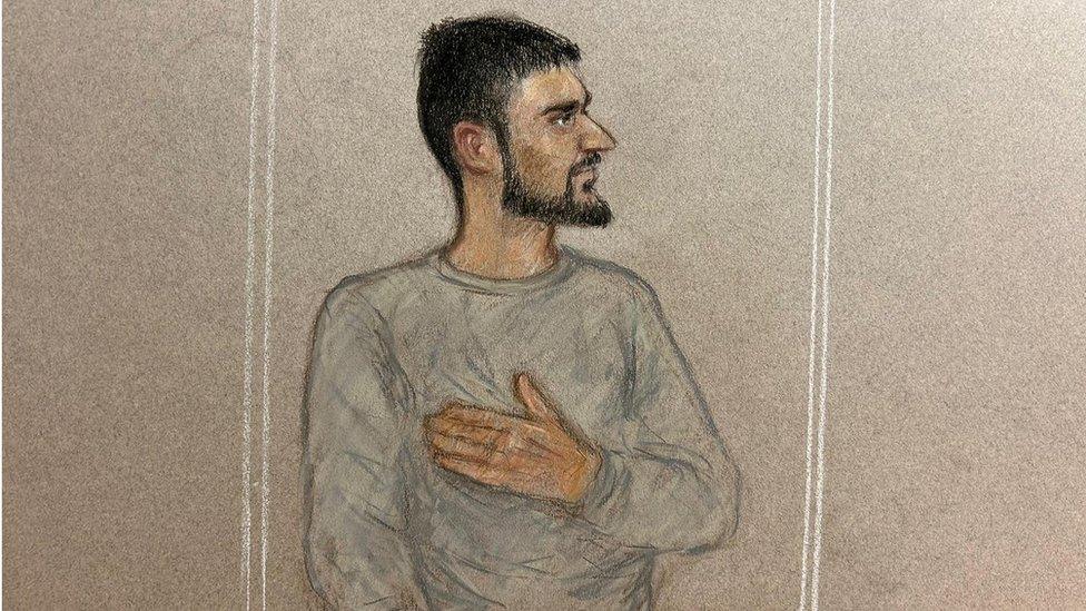 Court sketch of Marcus Arduini Monzo signed by Julia Quenzler