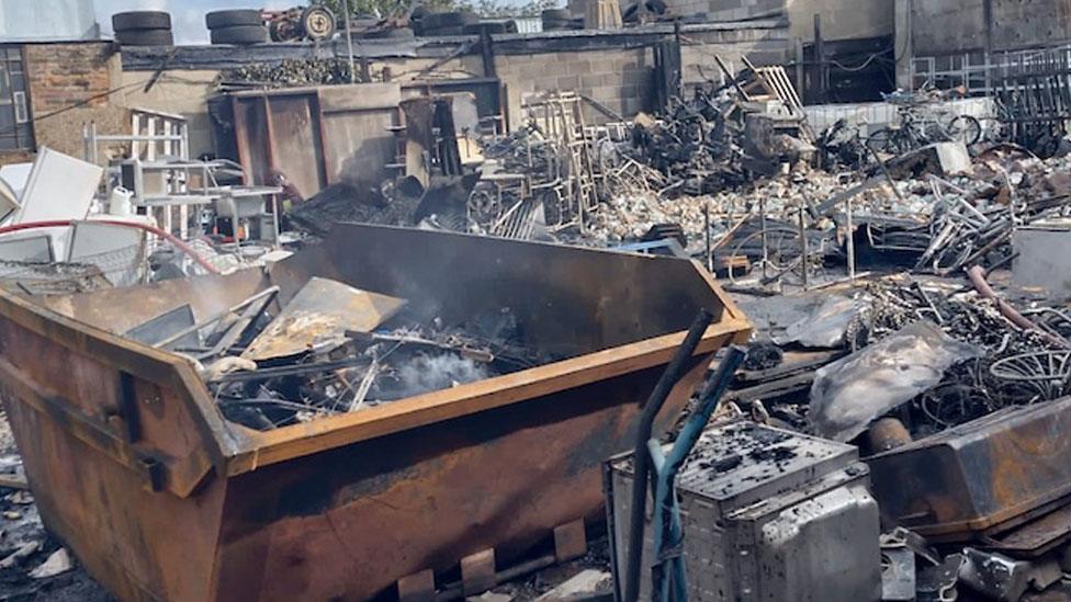 Scrap yard fire aftermath, Tilbury