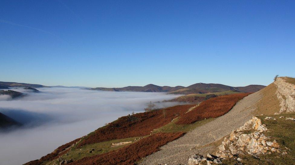 A covering of cloud above Llangollen, Dee Valley