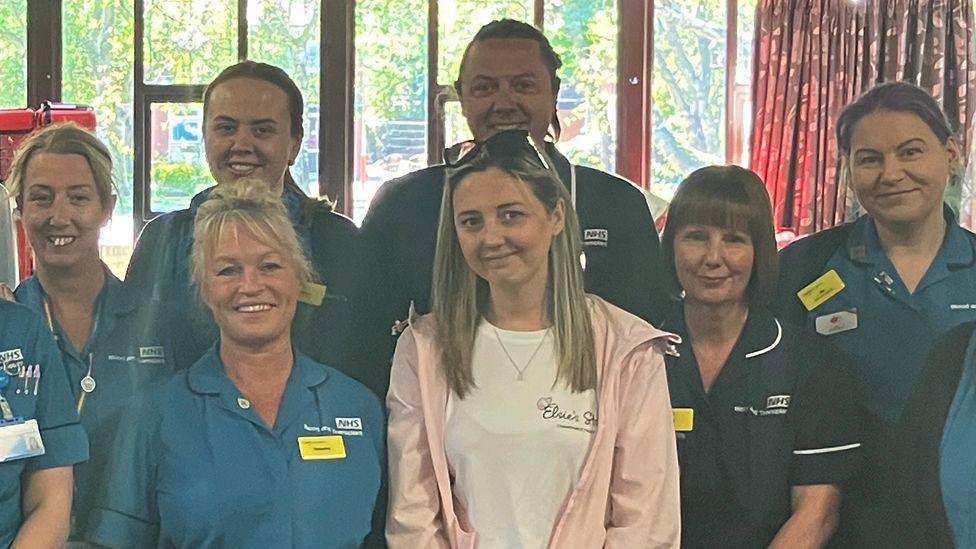 Jenni Stancombe with some of the NHS staff at the blood donation session