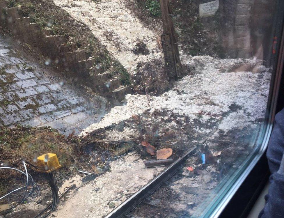 Landslide on railway line near Watford