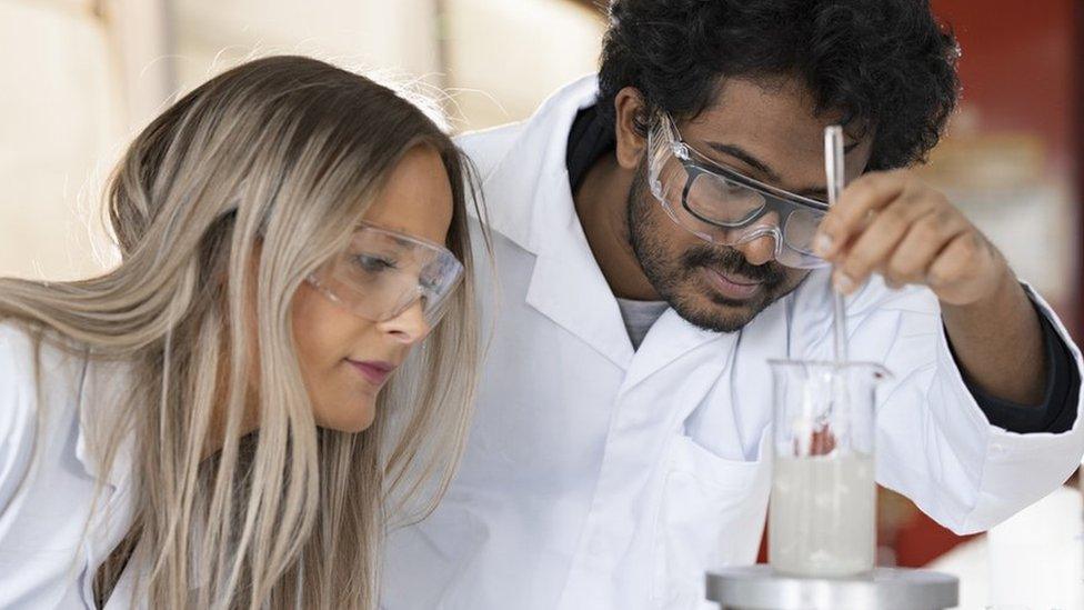 Celine Sandberg (left) with Agoprene researcher