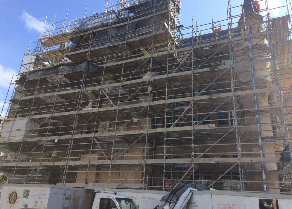 Scaffolding covering Inverness Town House