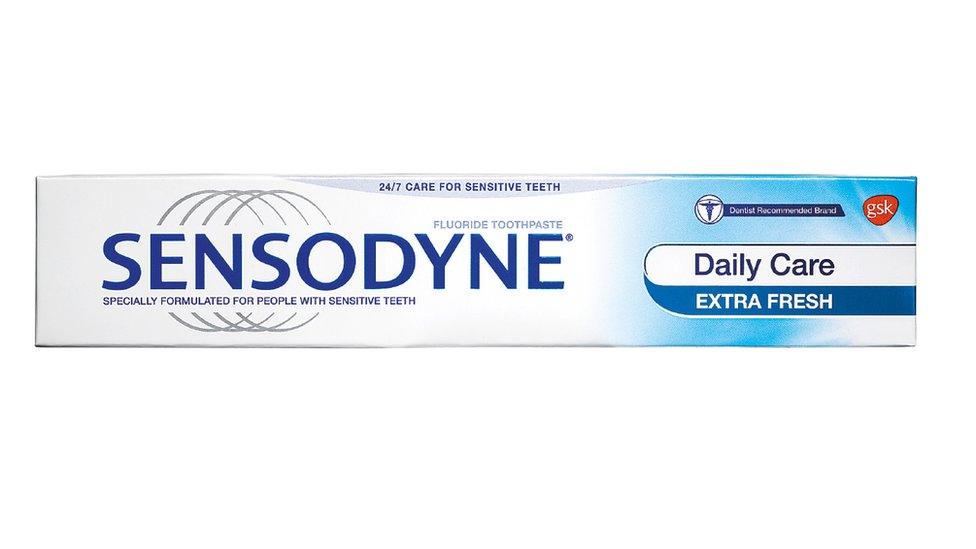 A tube of Sensodyne toothpaste