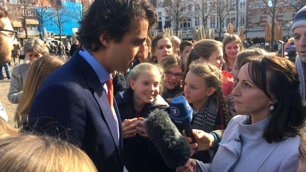 Jesse Klaver, leader of Green-Left Party, being interviewed