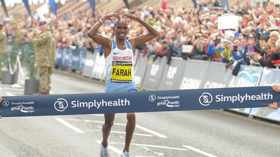 Mo Farah winning the Great North Run