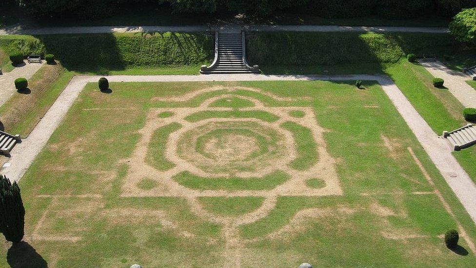 Victorian garden outline at Gawthorpe Hall