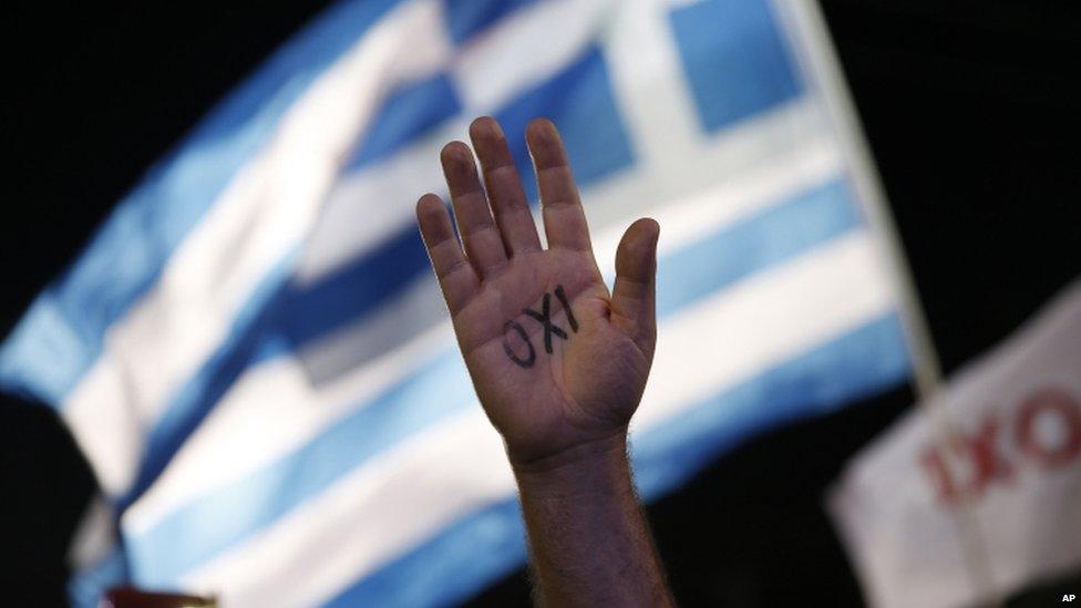 A "No" supporter in Greek referendum