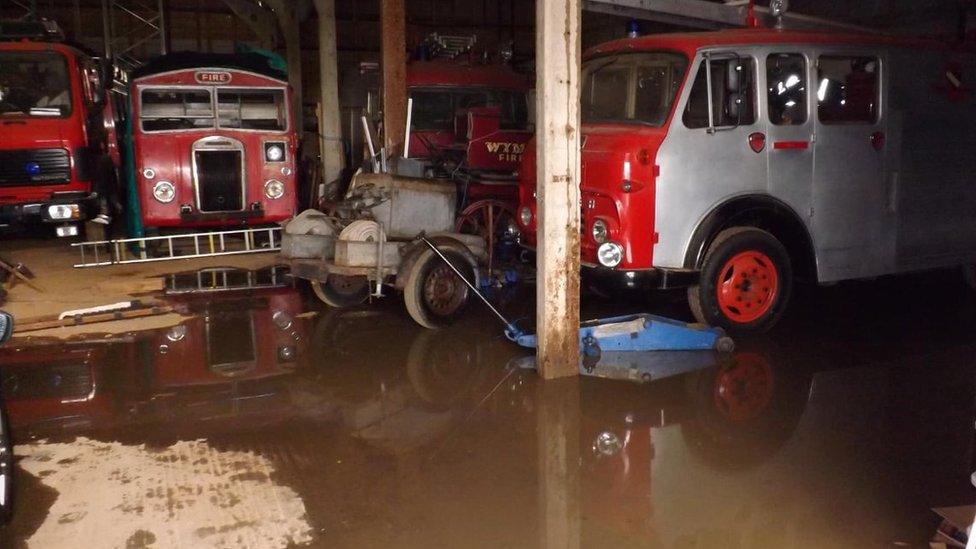 Flood water in a shed