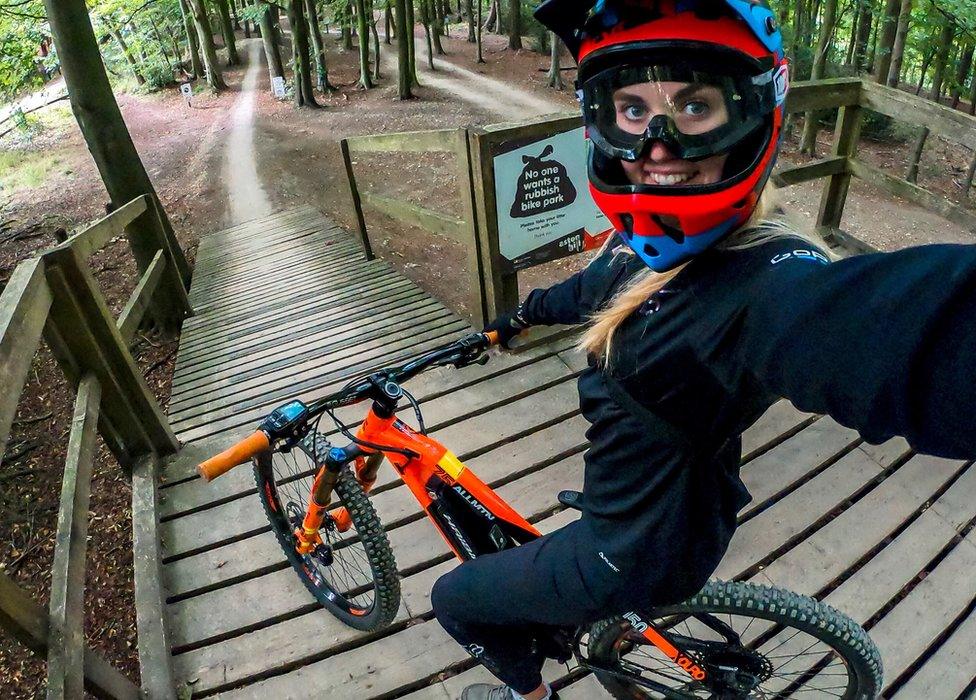 Kara Beal on an e-bike