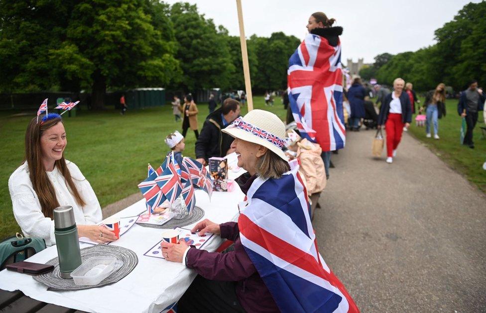 People at the Jubilee big lunch on the Long Walk in Windsor