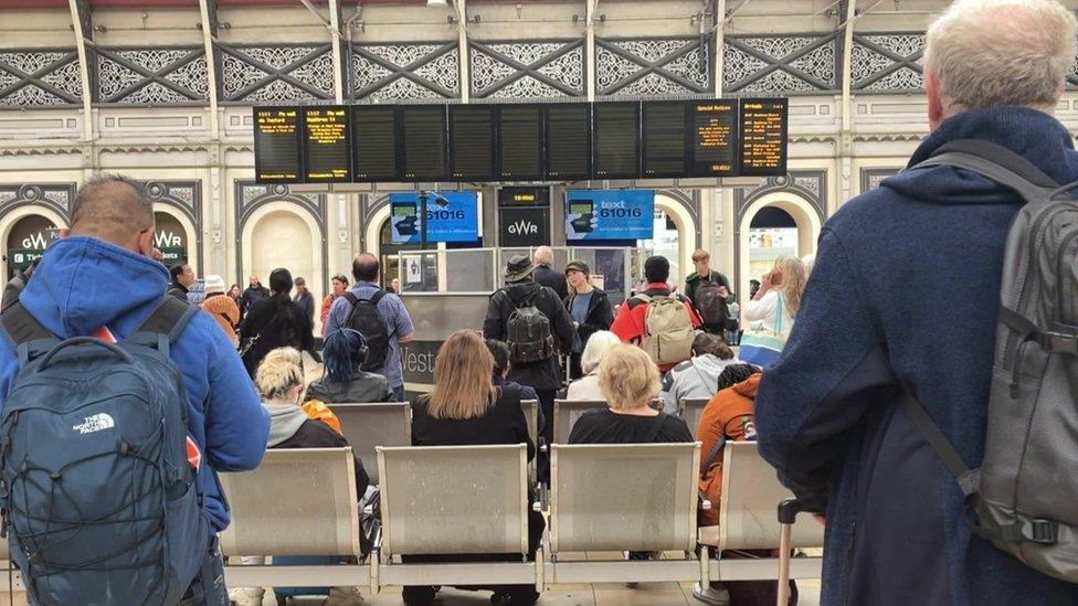 Passengers at Paddington station