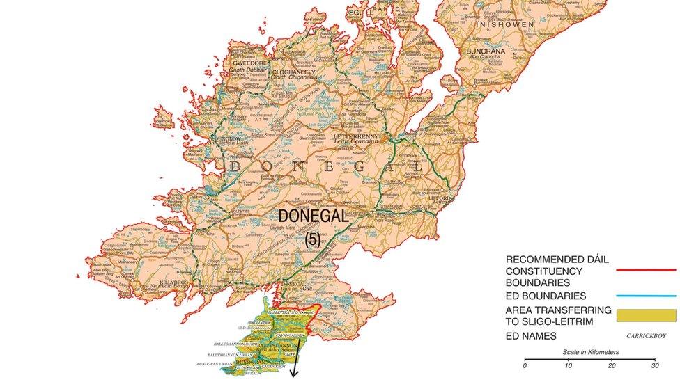 Map of the Donegal constituency