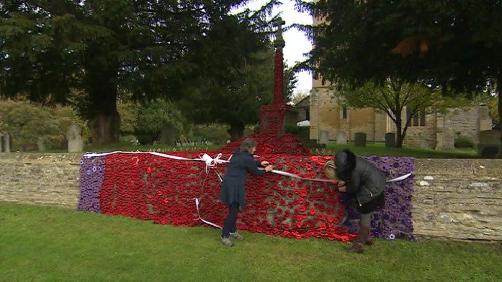 Knitted poppies