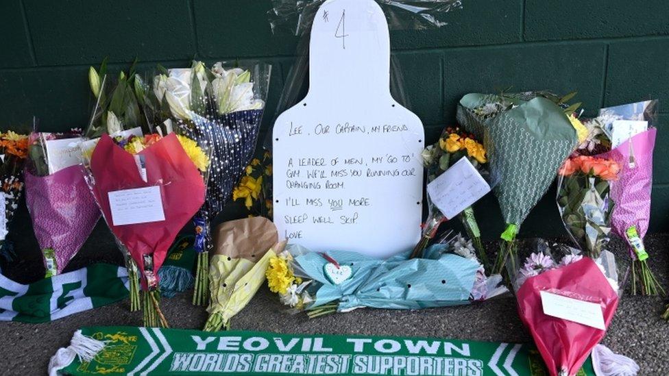 Tributes outside Huish Park