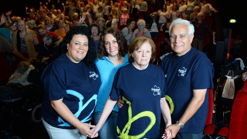 Dementia patient Shirley Lewis at a special screening of Mamma Mia in Cineworld in Newport