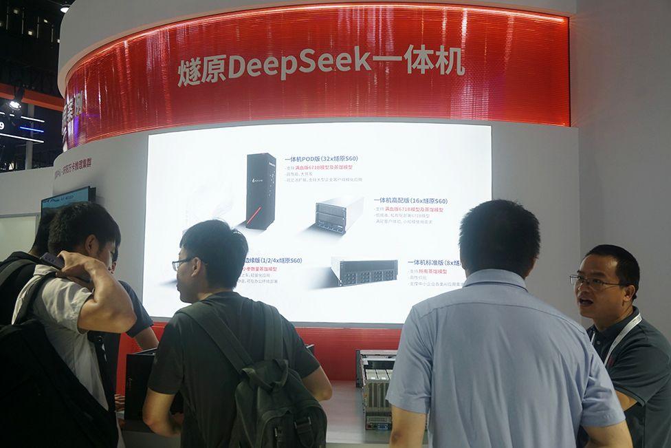 People watch and learn about the Enflame DeepSeek all-in-one machine with DTU 3.0 chip at the 2025 World Artificial Intelligence Conference in Shanghai, China on July 28, 2025.