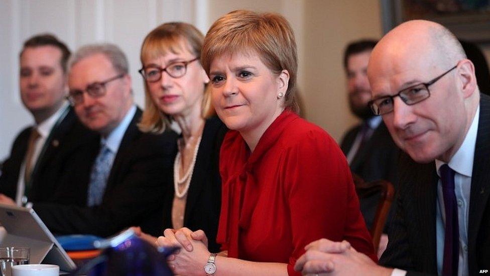 Scottish First Minister Nicola Sturgeon hosting a Cabinet meeting