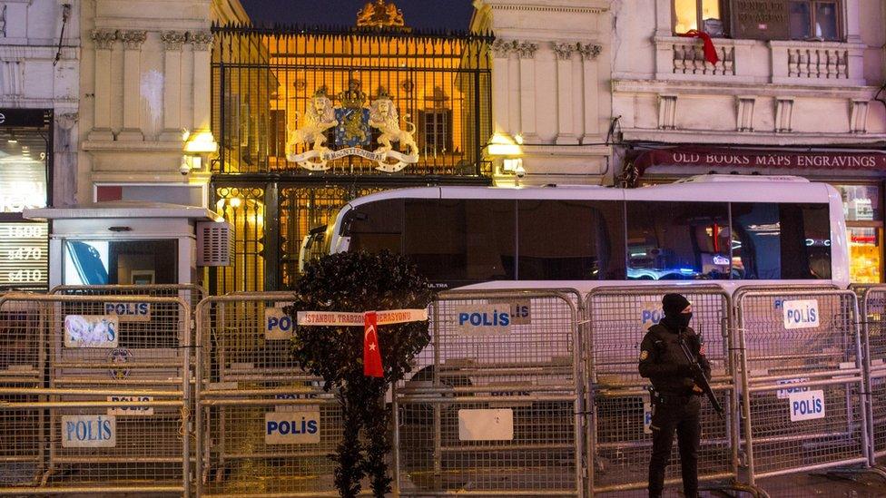 Heavy security outside Dutch consulate in Istanbul - 13 March