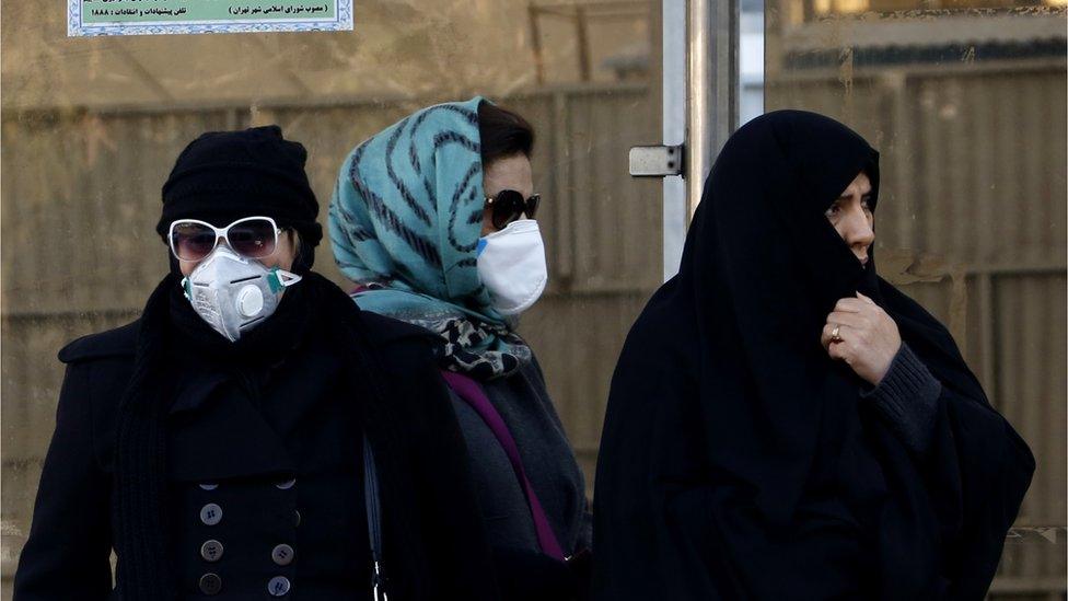 Iranian women wearing face masks in Tehran