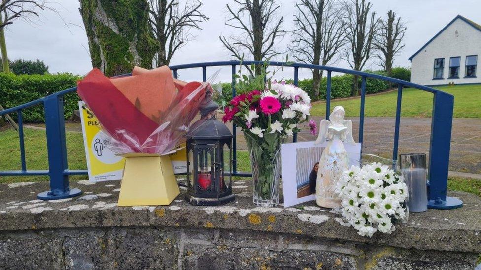 Flowers at the school where the young woman worked