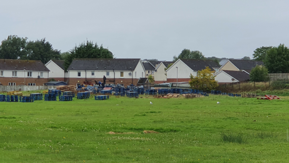 The site of a bonfire in the Galliagh area of Londonderry.