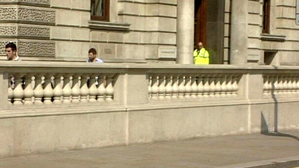 An anti-truck bomb wall in Whitehall