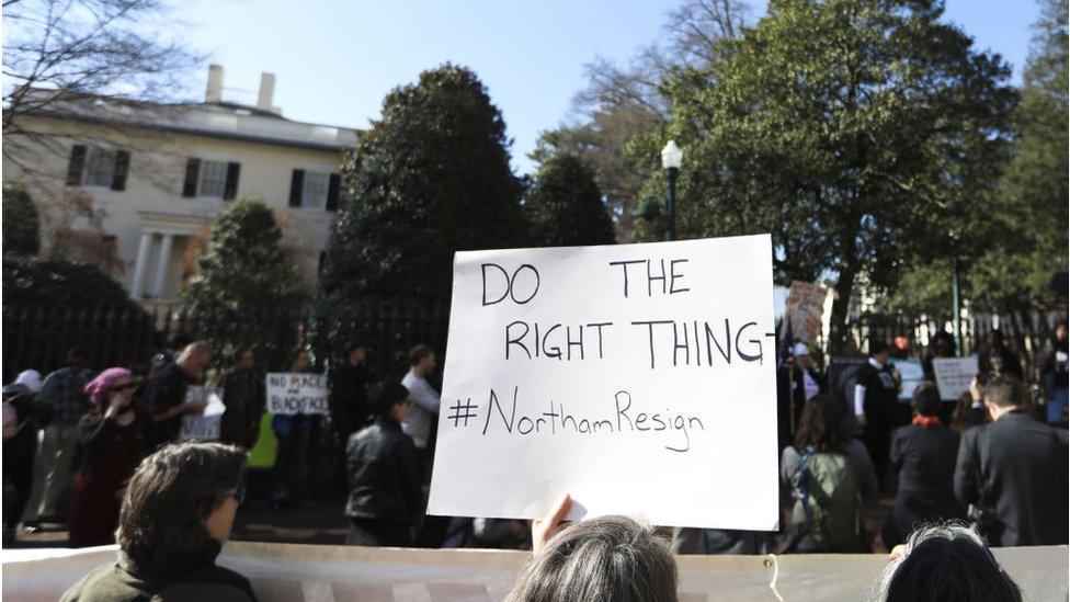 Protesters outside governors mansion