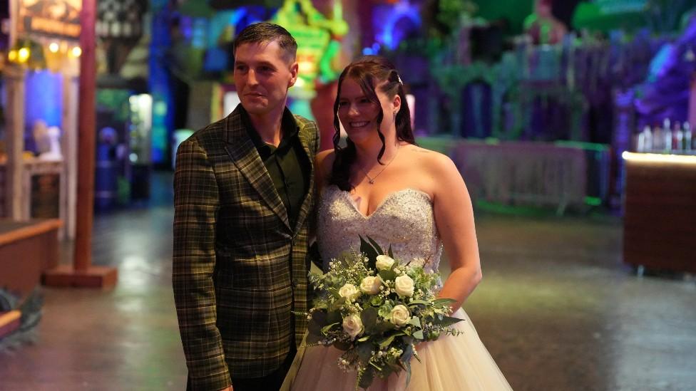 Leanne Smith and Lee Churchill on their wedding day