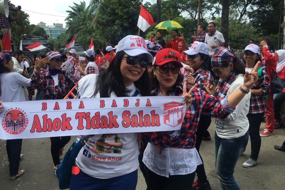 Supporters of Indonesian politician Ahok