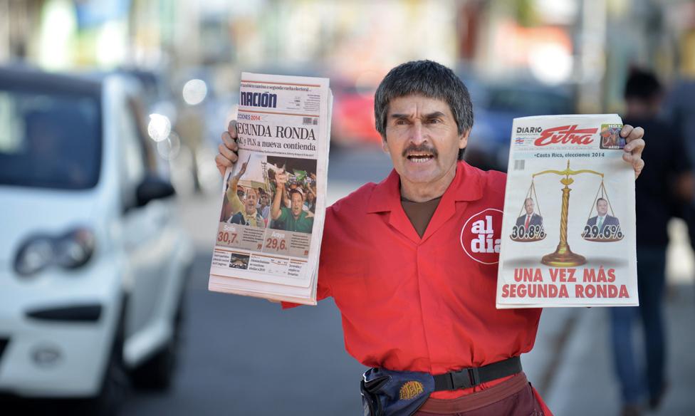 Newspaper vendor in Costa Rica