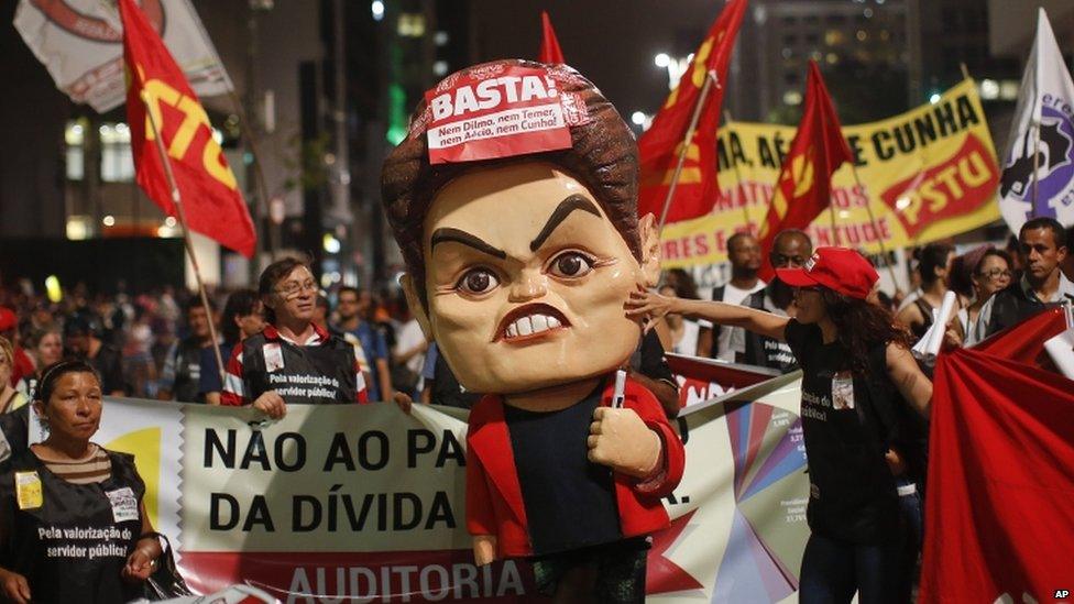 Doll in the likeness of Dilma Rousseff, Sao Paulo, 18 Sep 15