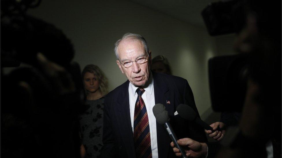 Chuck Grassley speaks with reporters on Capitol Hill