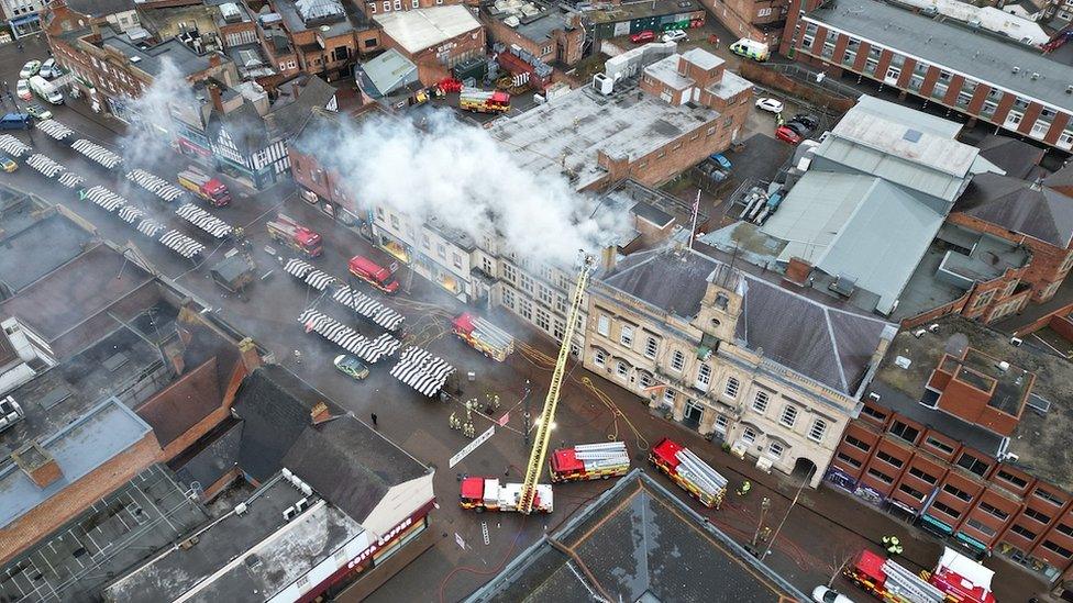 Drone shot of scene