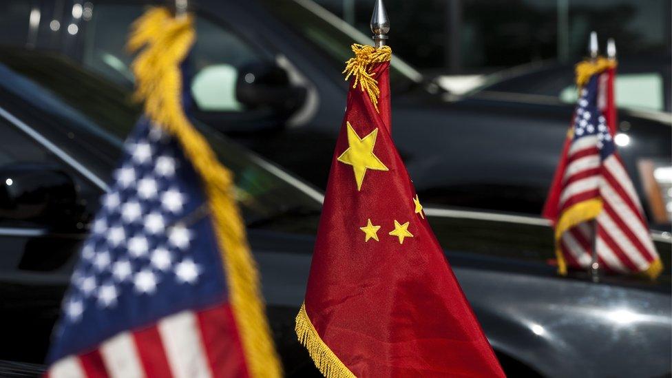 Flags of USA and China