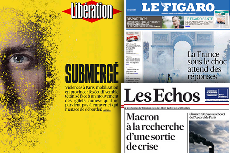 Composite image of French newspapers