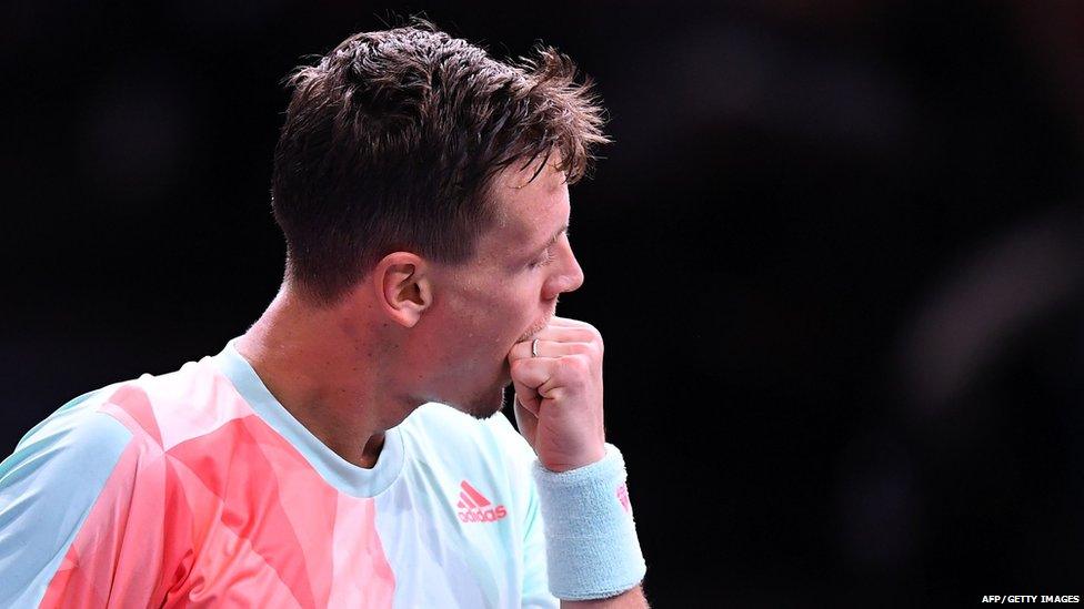 Tomas Berdych biting his fist